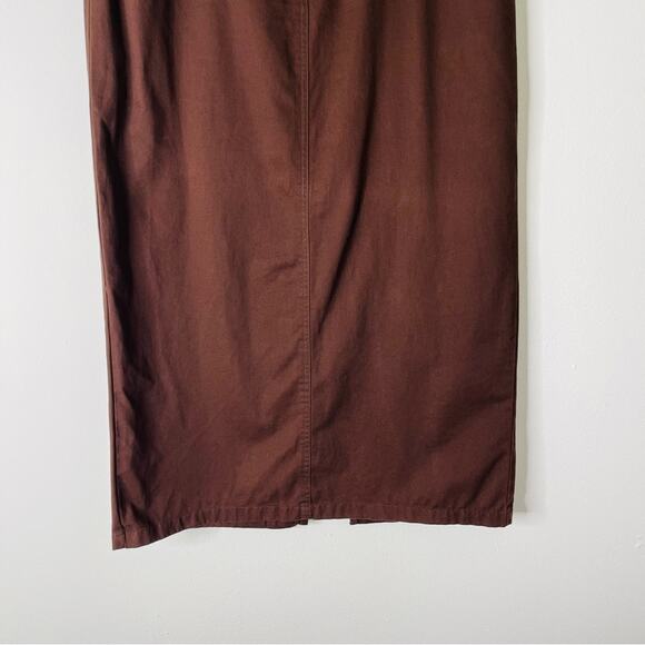Vintage brown cottagecore academia preppy midi maxi slit straight skirt 14 - Picture 3 of 6